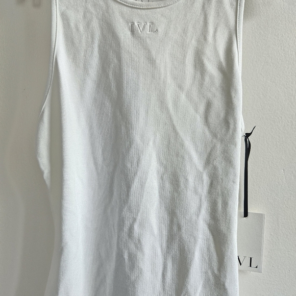 New IVL COLLECTIVE Cotton Jersey Racerback White Tennis Pickleball Mini Dress - Picture 6 of 8